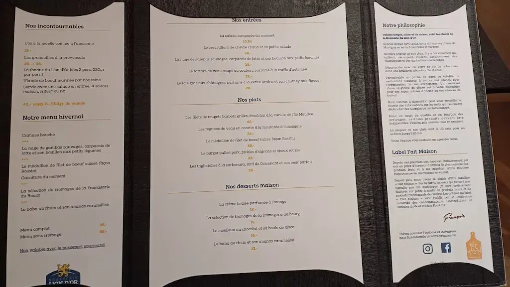 Menü_Brasserie Le Lion d'Or_Martigny_Bild_1