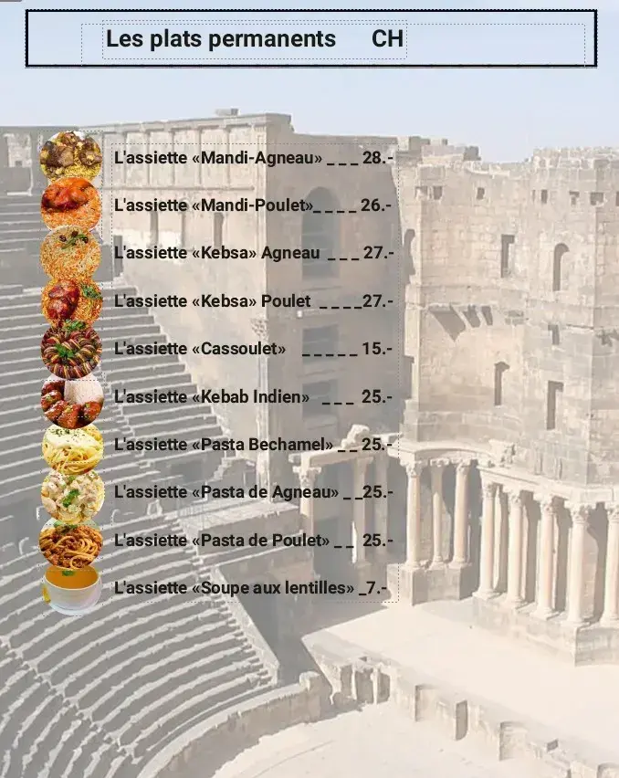 Menu_Café Restaurant Mezze Damas - Buffet à volonté sur réservation_Saxon_image_4