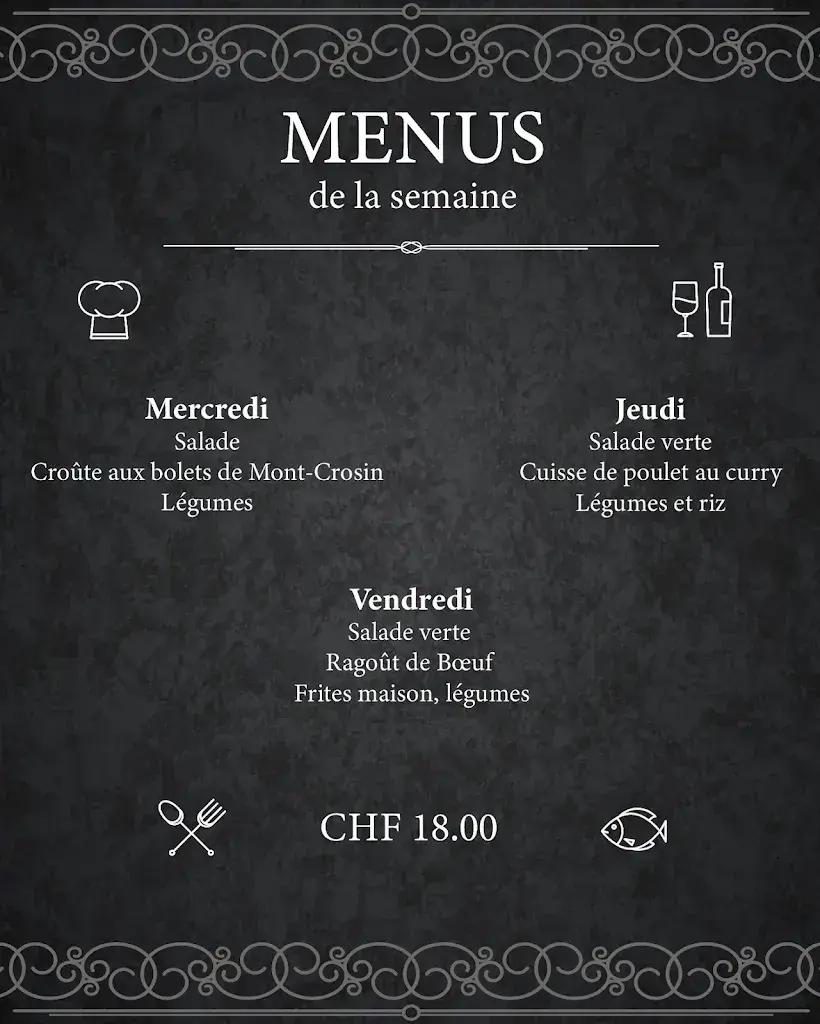 Menu_Hôtel-Restaurant Chalet Mont-Crosin_Cormoret_image_1