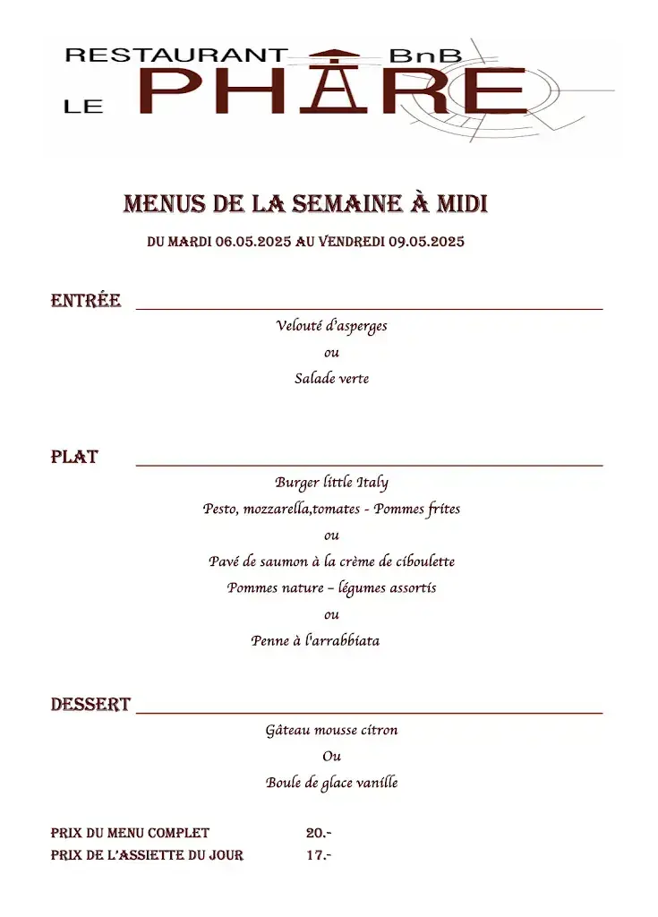 Menu_Restaurant & Chambres d'hôtes Le Phare_Port-Valais_image_4