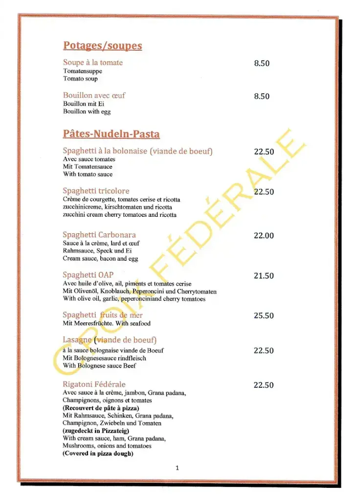 Menu_Restaurant de la croix fédérale_Péry-La Heutte_image_2