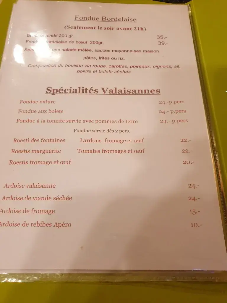 Fontaines Blanches restaurant in Morgins