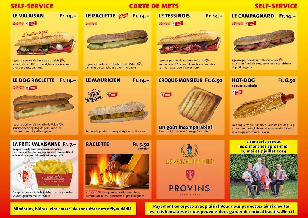 Chez Marilou - La Buvette, Spécialités aux fromages - Malakoffs - Sandwichs chaud à la raclette du Valais - Fait maison restaurante en Vouvry