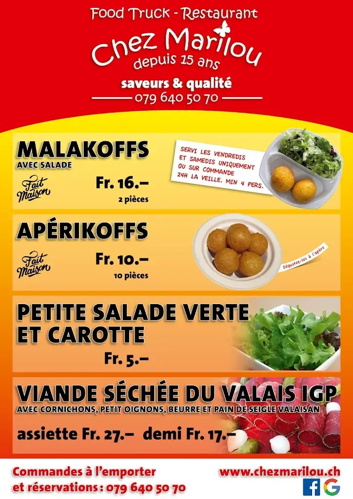 Menu_Chez Marilou - La Buvette, Spécialités aux fromages - Malakoffs - Sandwichs chaud à la raclette du Valais - Fait maison_Vouvry_image_2