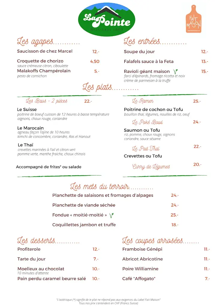 Restaurant La Pointe de l'Hôtel Plein Ciel_Champéry_menu_image_1