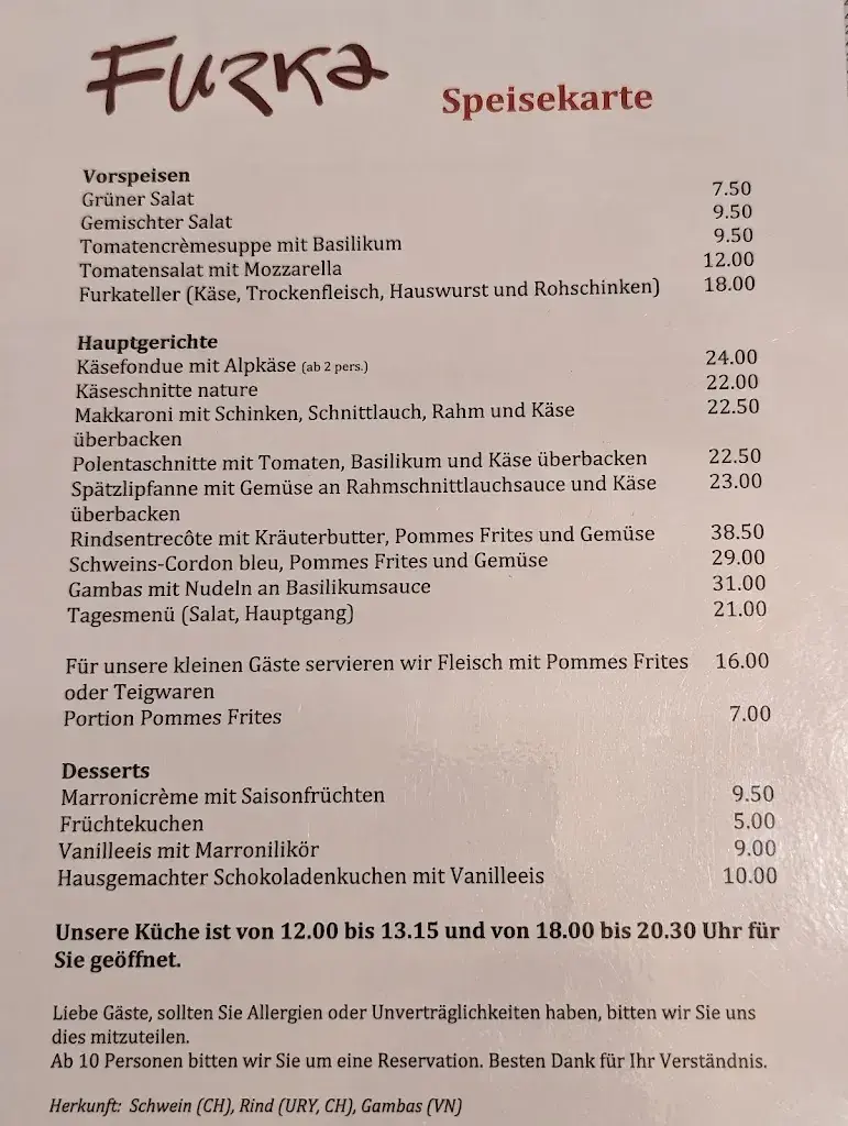 Restaurant Furka Mörel restaurant à Mörel-Filet