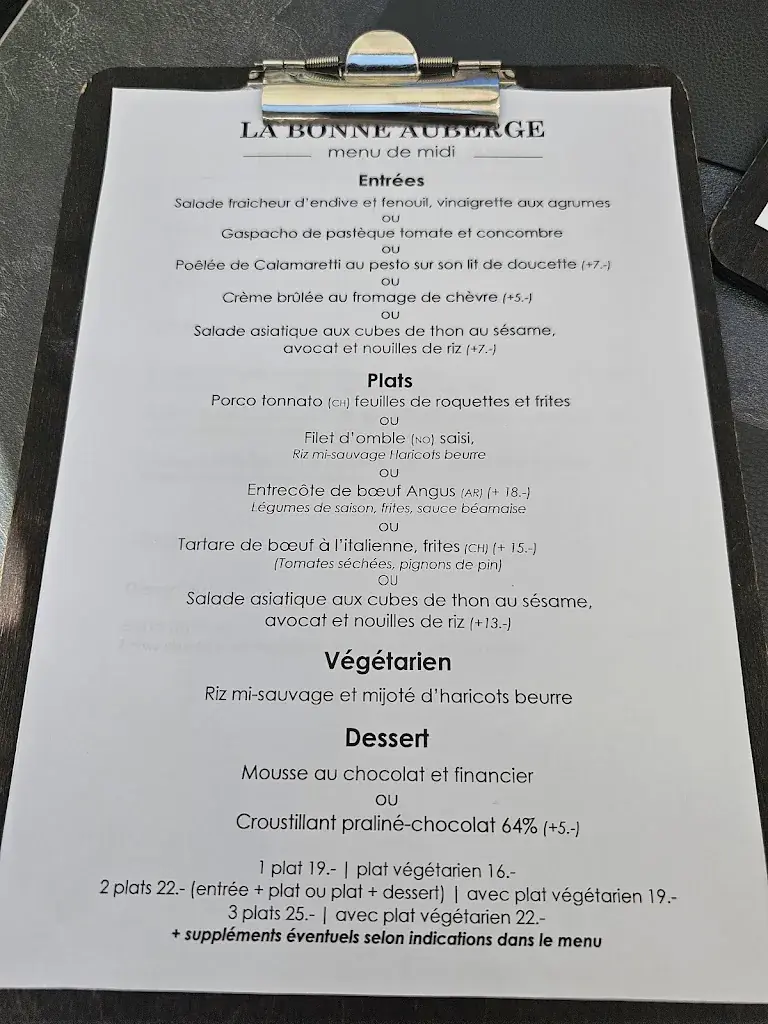 Menu_La Bonne Auberge - Restaurant et Hôtel_Delémont_image_1
