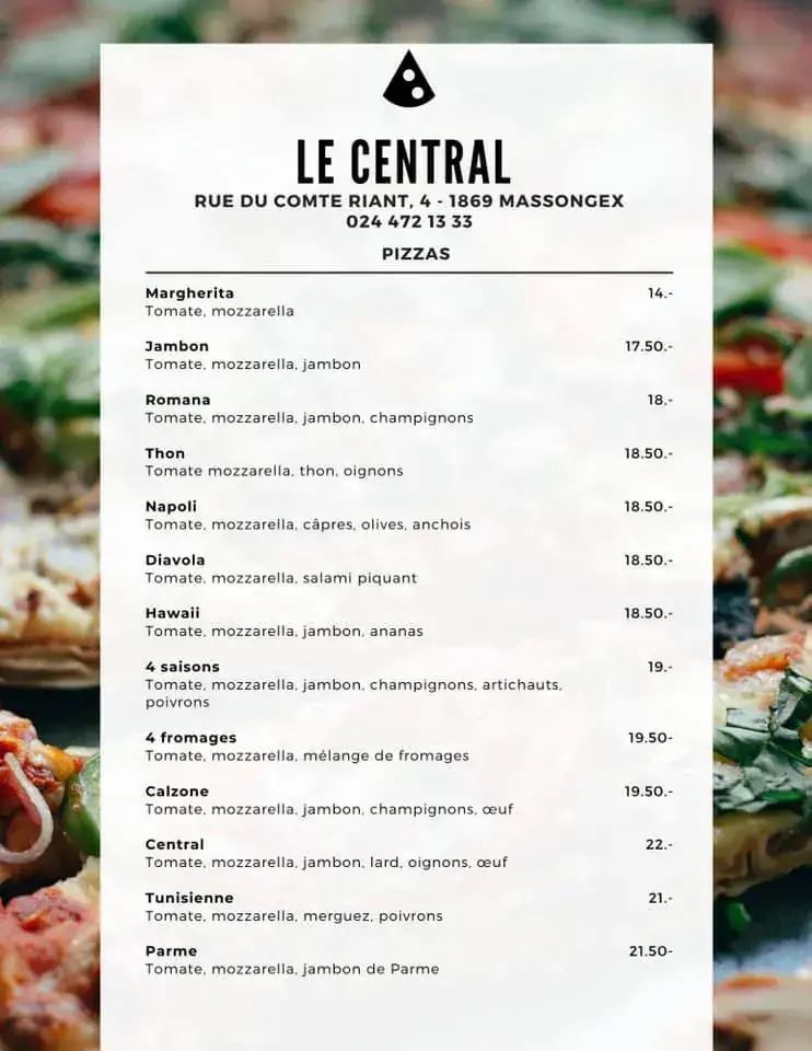Le Central restaurant à Massongex