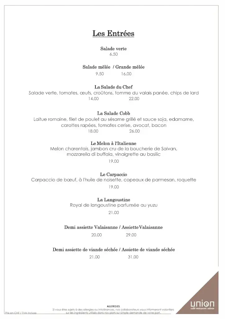 Menu_Café Restaurant de l'Union_Salvan_image_2