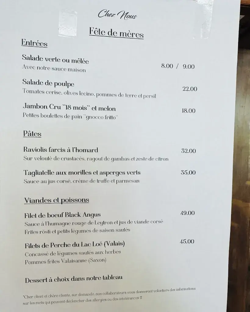 Restaurant Chez Nous_Saint-Maurice_menu_image_1