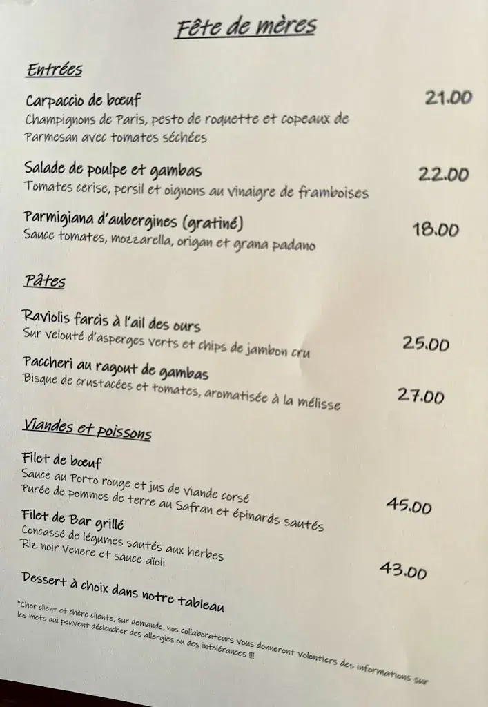 Menu_Restaurant Chez Nous_Saint-Maurice_immagine_3