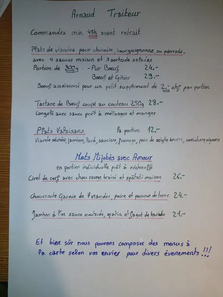 Arnaud Traiteur anciennement Au Chasseur Gourmand restaurant in Grône