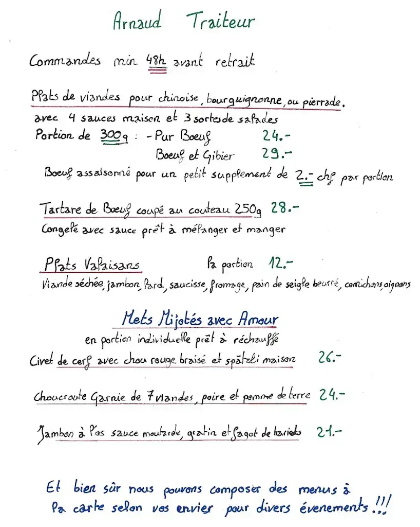 Menu_Arnaud Traiteur anciennement Au Chasseur Gourmand_Grône_image_2