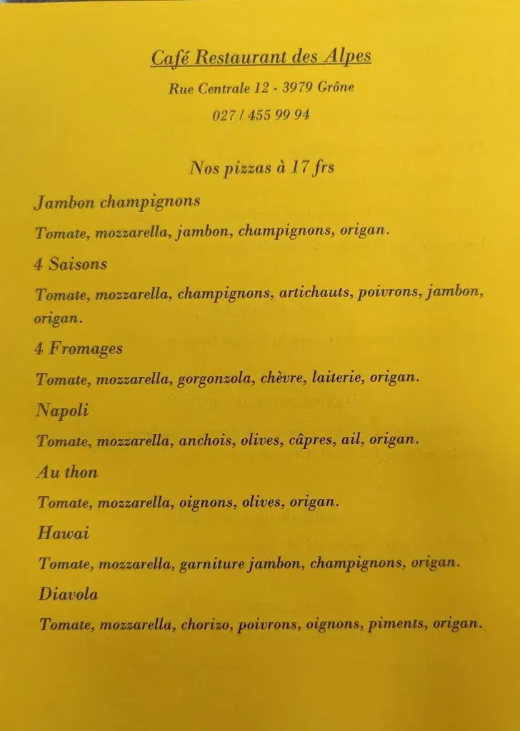 Café des Alpes restaurant in Grône