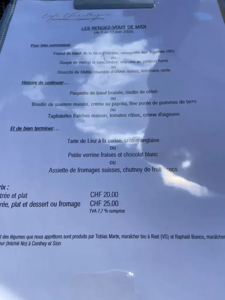 Menu_Le Chermignon Restaurant et chambres d'hôtes_Crans-Montana_immagine_3