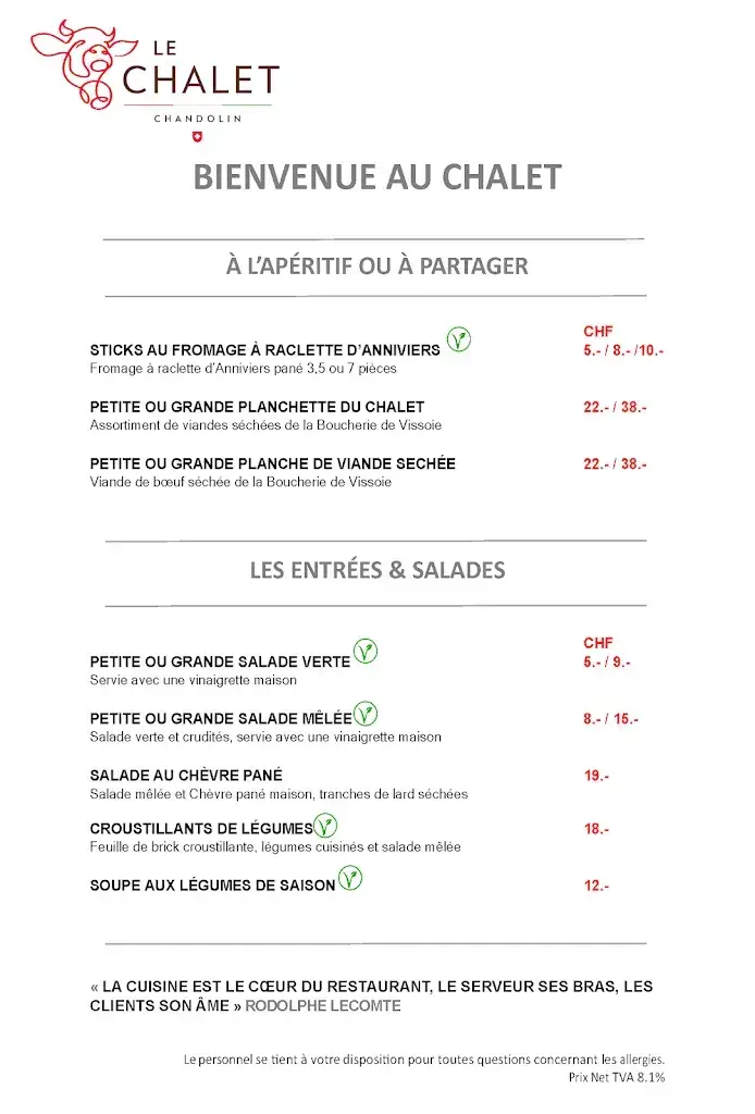 Restaurant le Chalet - Chandolin_Chandolin_menu_image_1