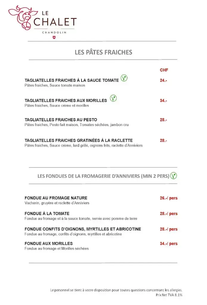 Menu_Restaurant le Chalet - Chandolin_Chandolin_image_3