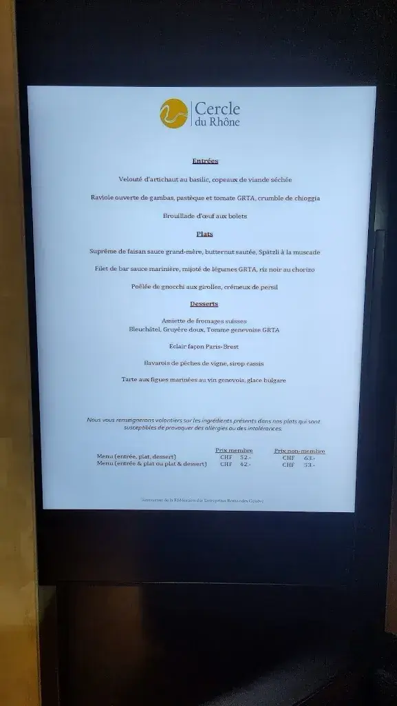 Restaurant Cercle du Rhône restaurant in Genève