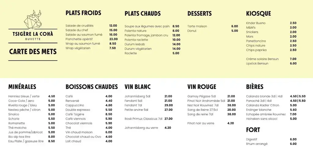 Menu_Buvette Tsigère La Coha_Saint-Luc_image_1