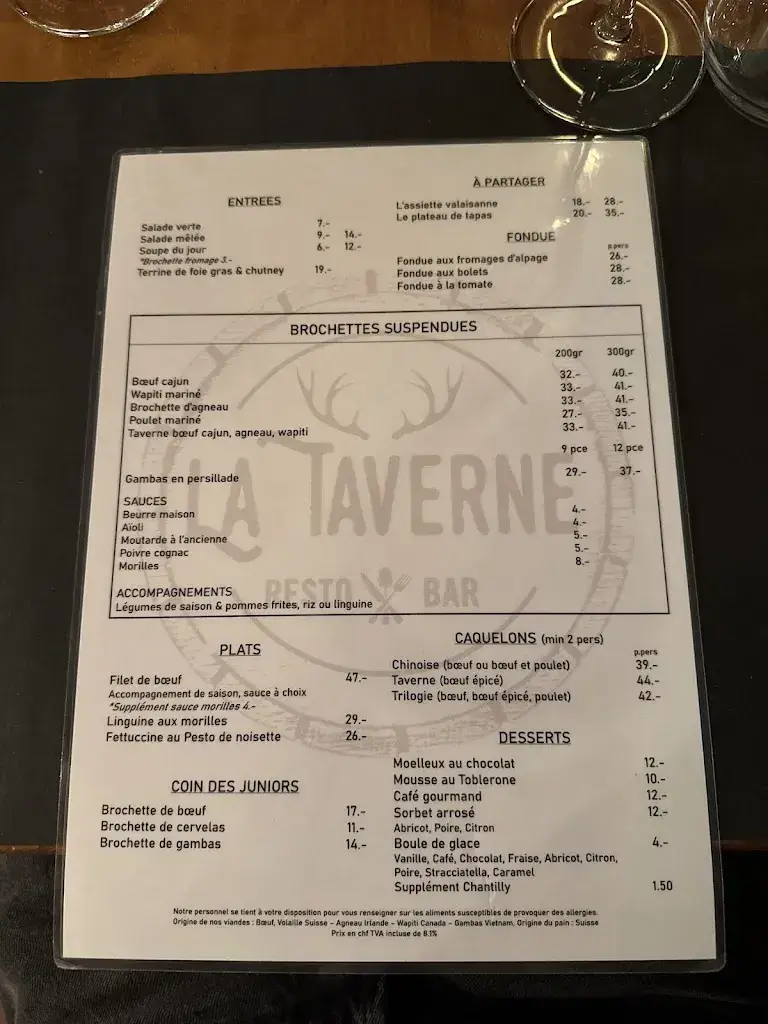 Menu_La Taverne Sion_Sion_image_2