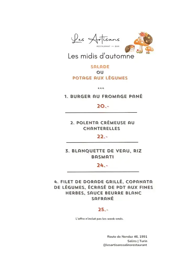 Les Artisans | Salins restaurant à Sion