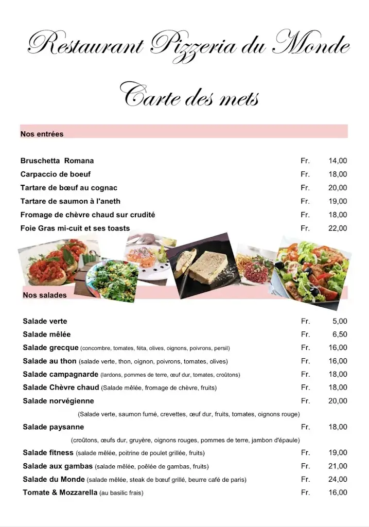 Menu_Restaurant pizzeria du monde_Le Locle_image_2