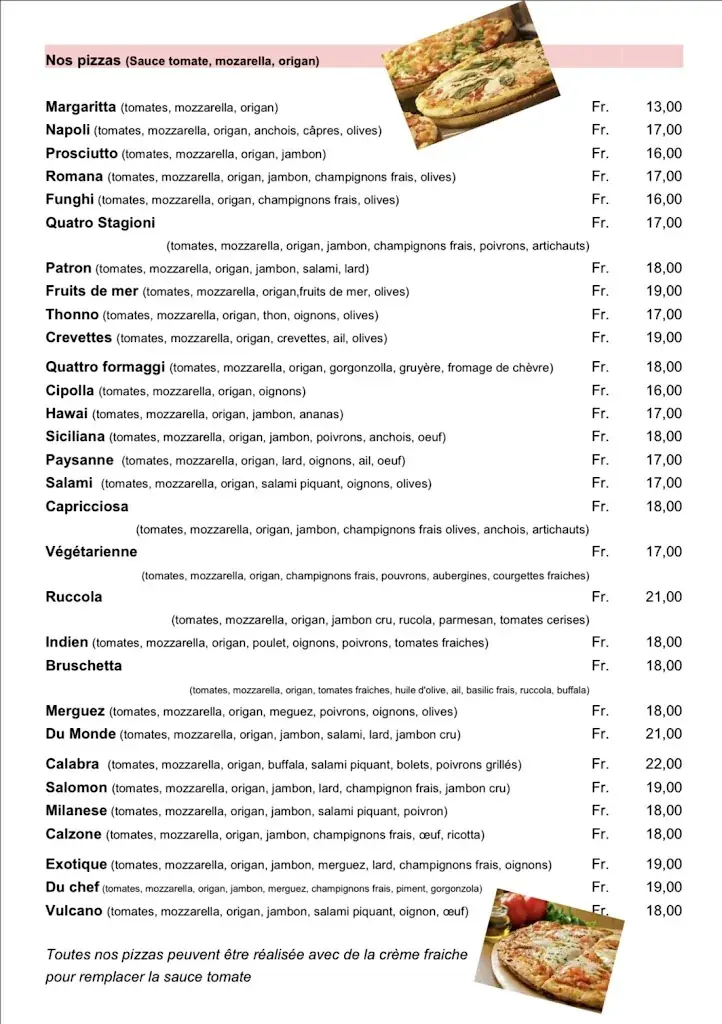 Menu_Restaurant pizzeria du monde_Le Locle_image_4