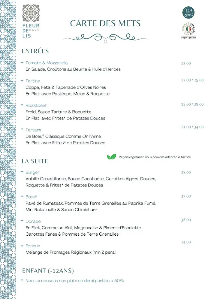 Restaurant de la Fleur de Lis, Le Locle_Le Locle_menu_image_1