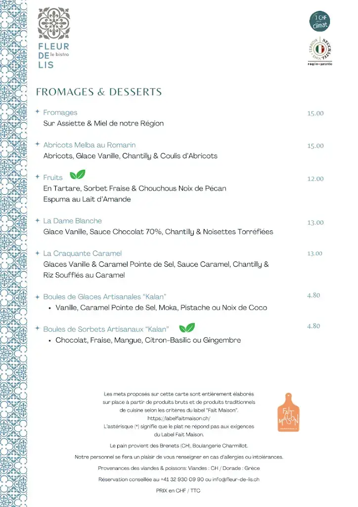 Menu_Restaurant de la Fleur de Lis, Le Locle_Le Locle_image_2