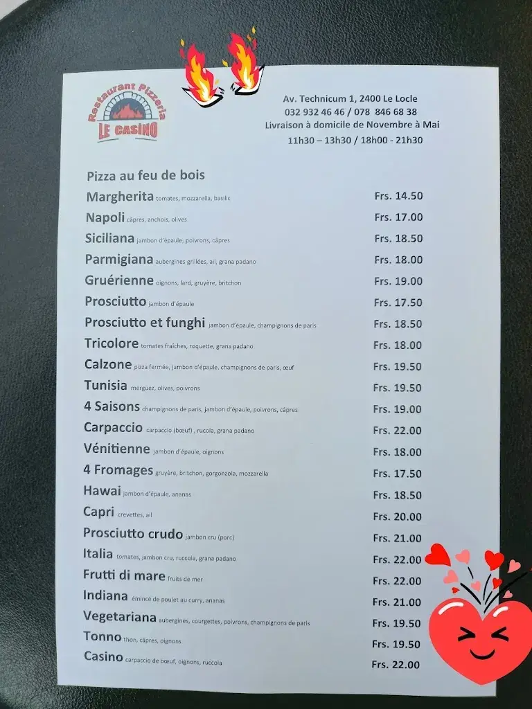 Menü_Restaurant Pizzeria Casino Sàrl_Le Locle_Bild_2