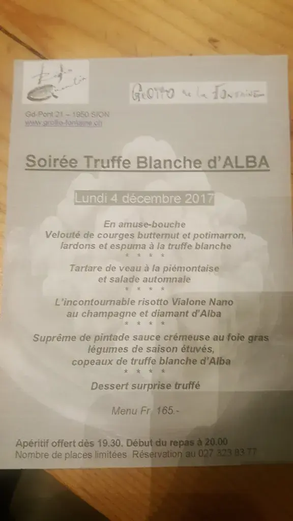 Menu_Grotto de la Fontaine_Sion_image_2