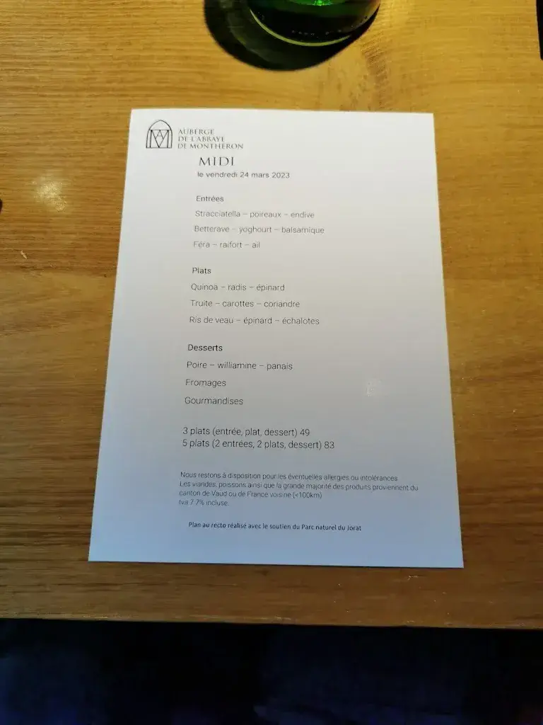 Menu_Auberge de l'Abbaye de Montheron_Montheron_image_4