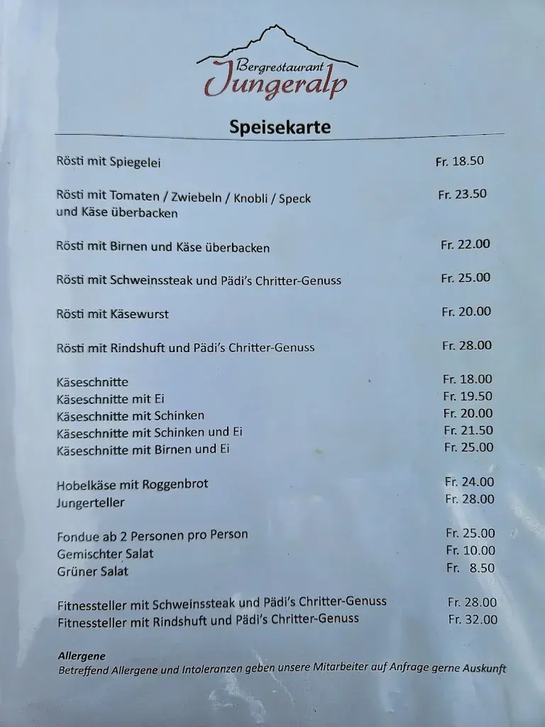 Menu_Jungeralp restaurant_St Niklaus_image_1