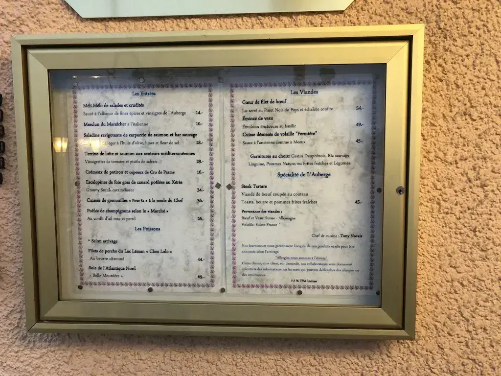 Menu_Auberge Les Platanes_Chéserex_immagine_2