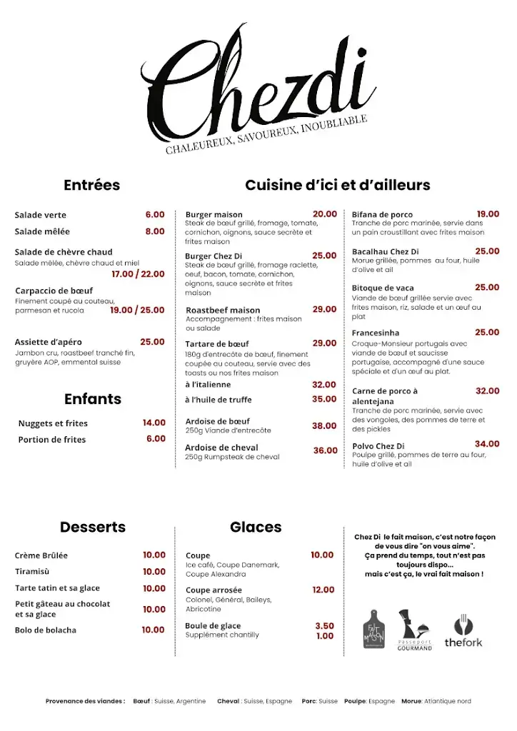 Menu_Restaurant Chez Di SARL_Bôle_image_2