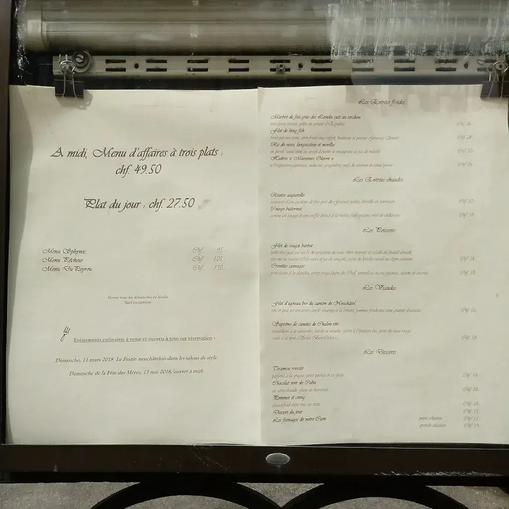 Menu_Restaurant de l'Hôtel DuPeyrou_Neuchâtel_immagine_4