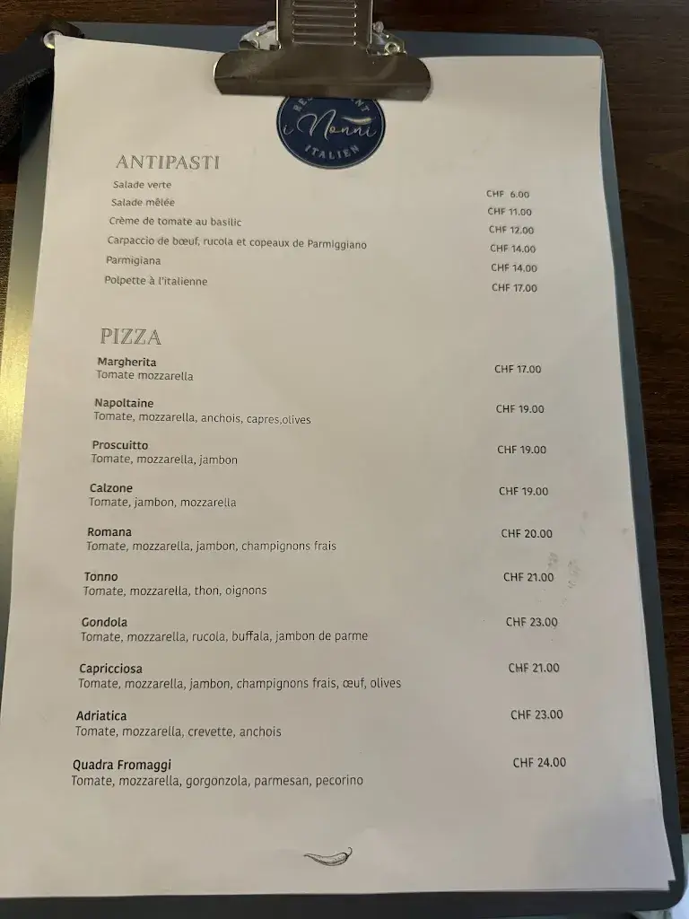 Menu_I Nonni Restaurant Italien_Bevaix_immagine_2