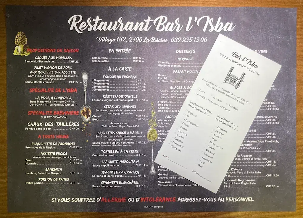 Restaurant Bar l'Isba_La Brévine_menu_image_1