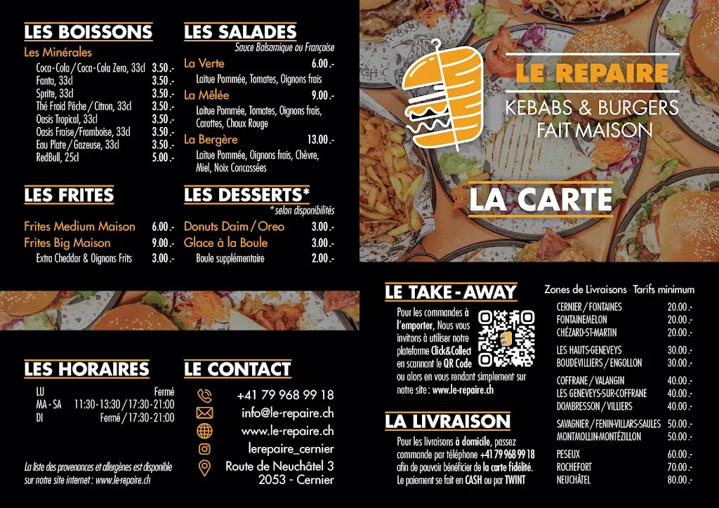 Menu_Le Repaire Kebabs & Burgers Maison_Cernier_immagine_1