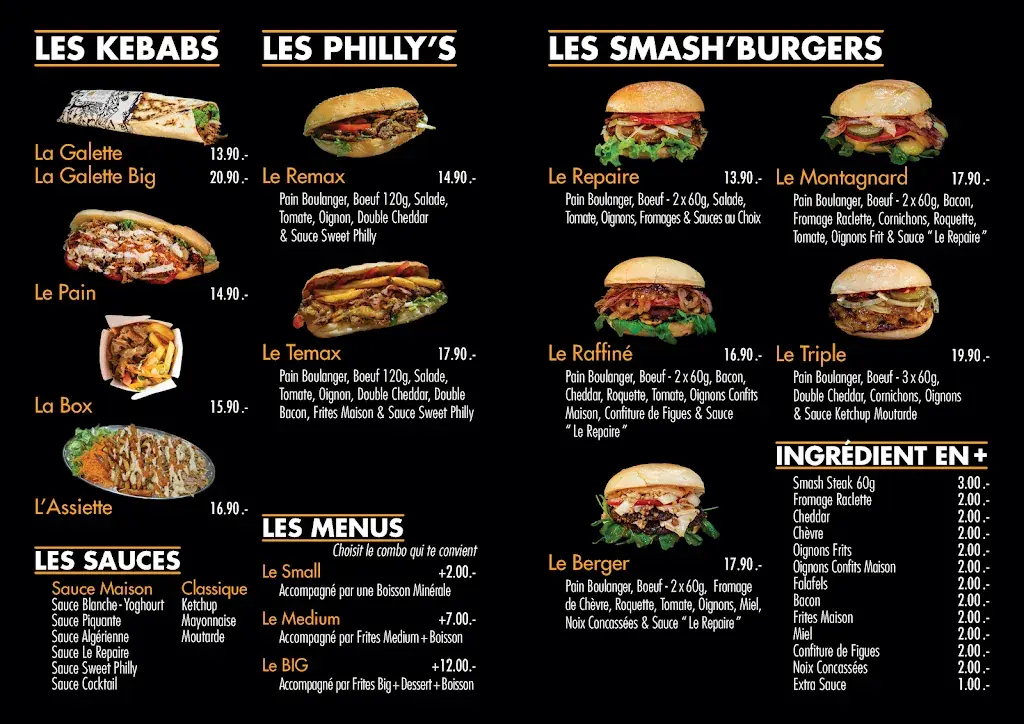 Menu_Le Repaire Kebabs & Burgers Maison_Cernier_immagine_2