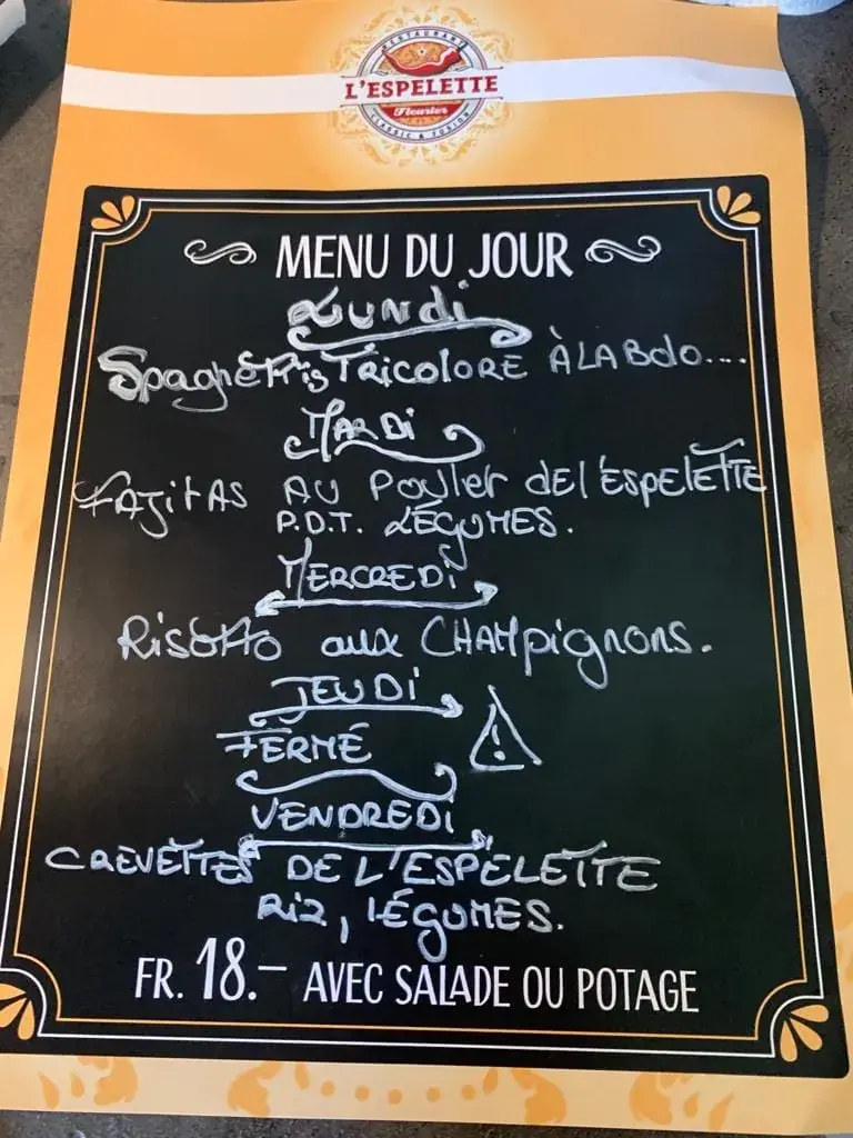 Menu_Le restaurant L' ESPELETTE_Fleurier_image_3