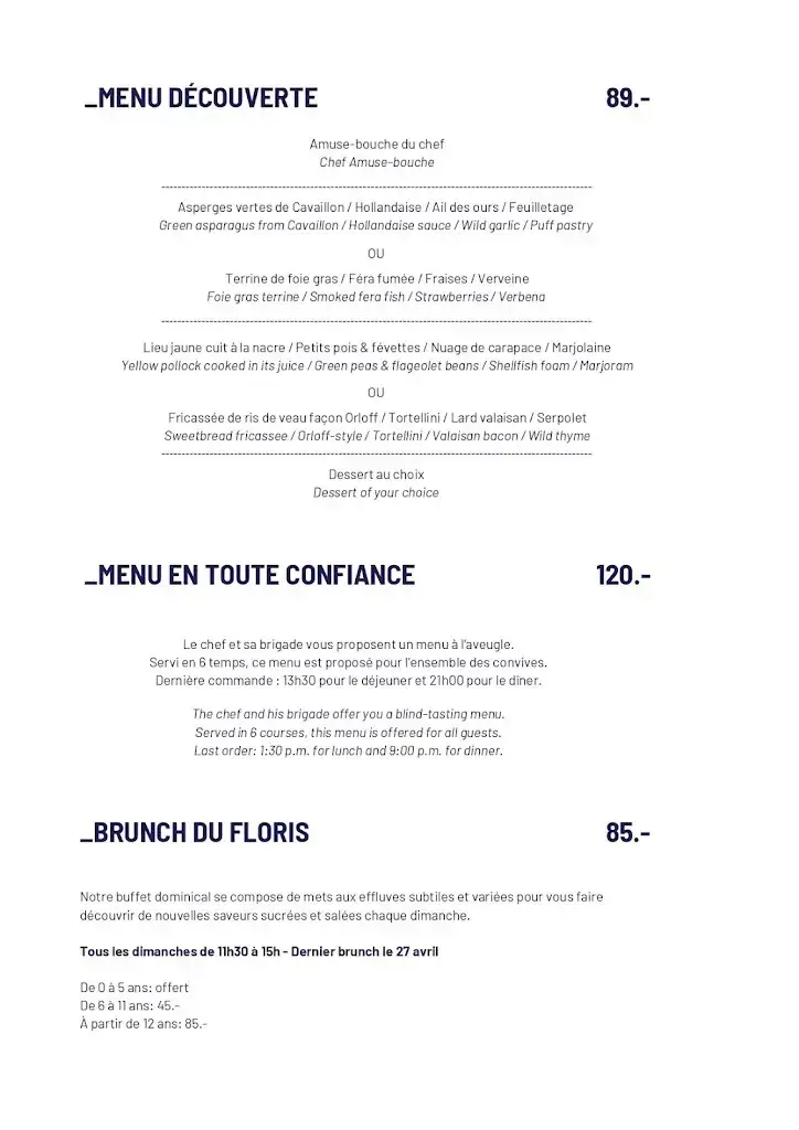 Menu_Le Floris & Sa Pinte_Anières_image_3