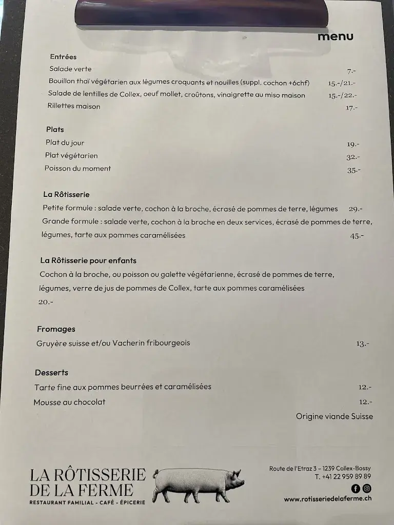 Menü_La Rôtisserie de la Ferme_Collex-Bossy_Bild_2