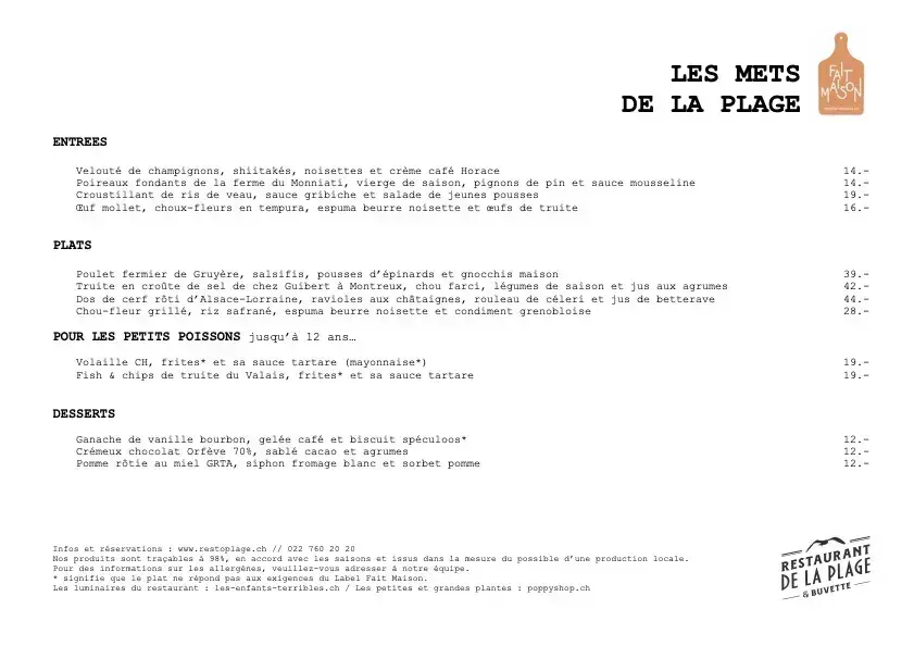 Menu_Restaurant de la Plage & Buvette_Genève_image_2