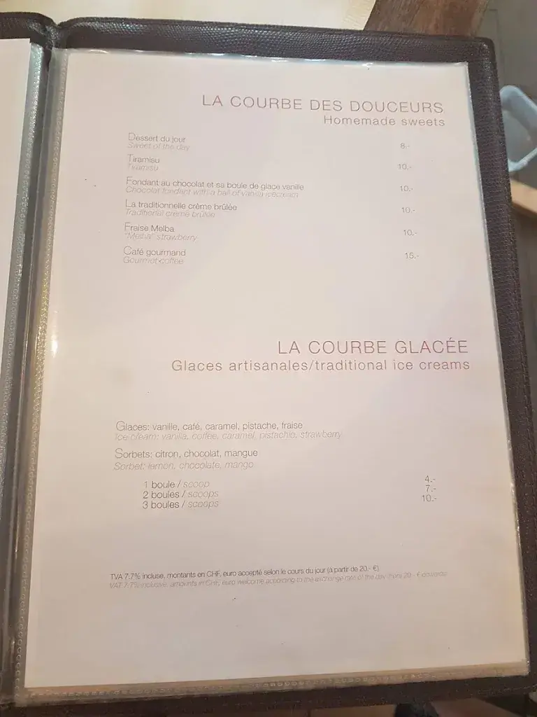 Menü_La courbe du goût, café restaurant de Grange-Canal_Chêne-Bougeries_Bild_2