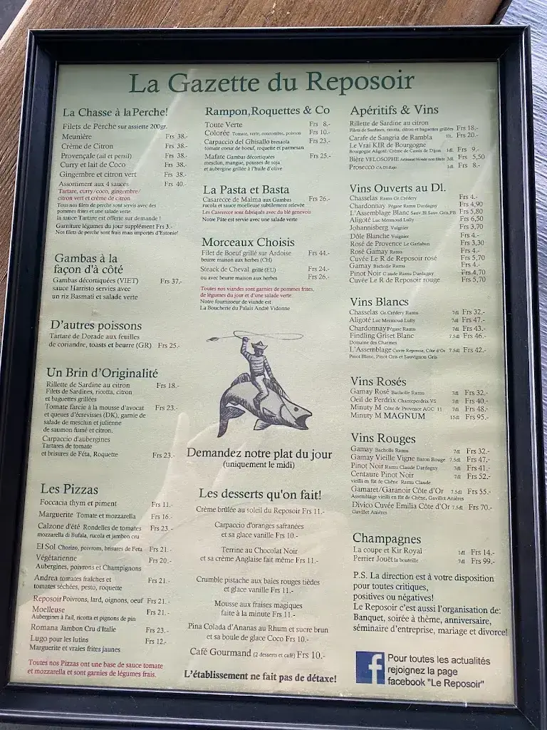 Menu_Restaurant de la plage Le Reposoir_Pregny-Chambésy_image_2