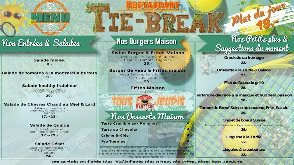 Restaurant le Tie-break_Pregny-Chambésy_menu_image_1