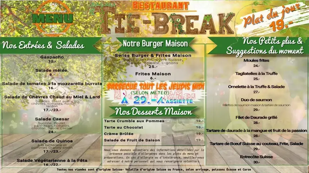 Menu_Restaurant le Tie-break_Pregny-Chambésy_image_4