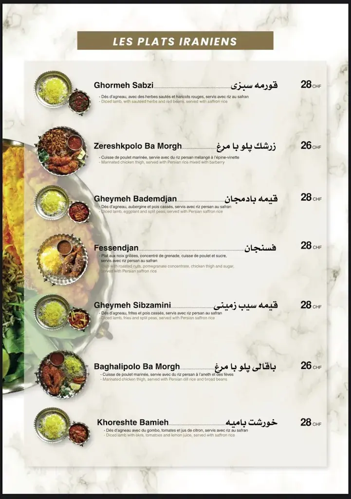 Menu_Restaurant Tehran - Geneva center_Genève_imagen_4