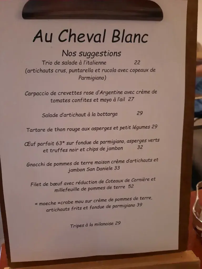Menu_Restaurant Au Cheval Blanc à Puplinge_Puplinge_image_1